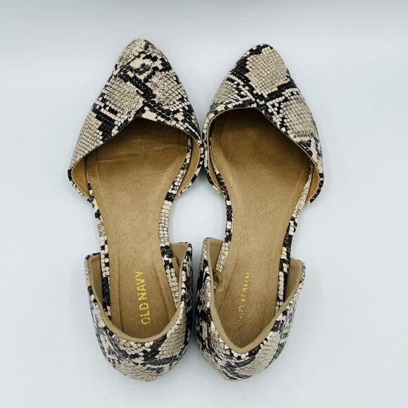 Old Navy Shoes Womens Size 7 Snake Print D'Orsay Flats Pointy Toe Heels Shoe - Picture 8 of 11